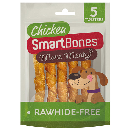 SmartBones More Meaty Rawhide Free Chicken Twisters Dog Treats 75g 5 Pack
