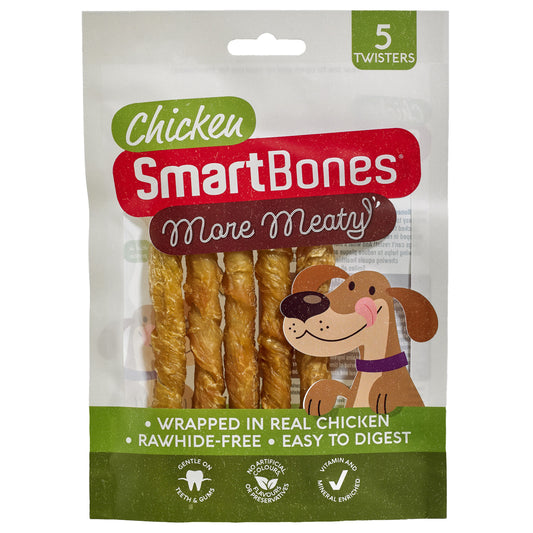 SmartBones More Meaty Rawhide Free Chicken Twisters Dog Treats 75g 5 Pack