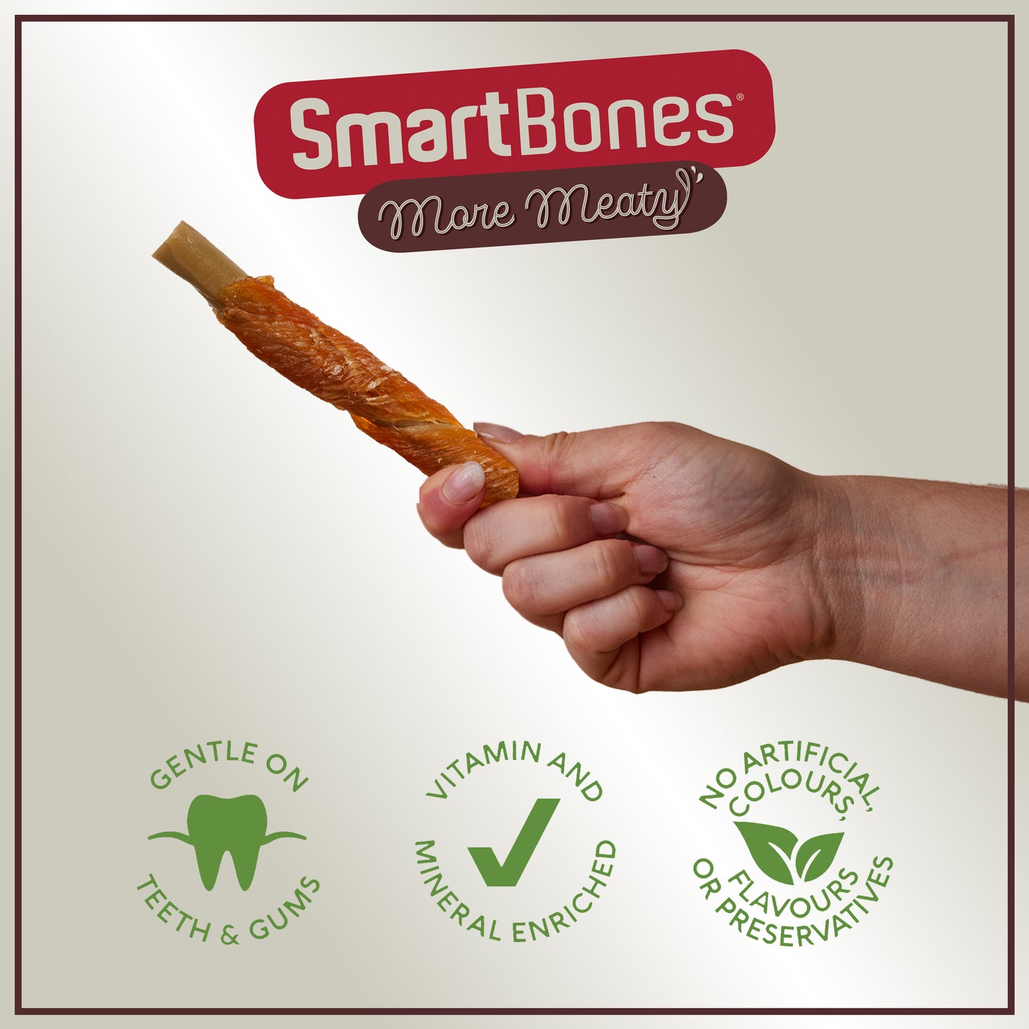 SmartBones More Meaty Rawhide Free Chicken Twisters Dog Treats 75g 5 Pack