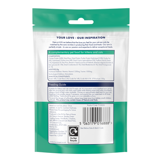 AVA Hairball Health Cat Treats with Chicken 65g