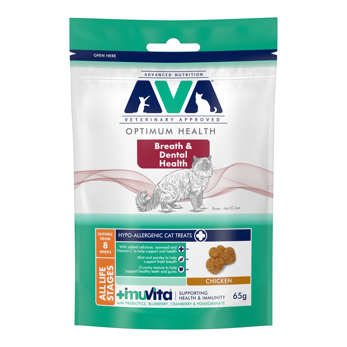 AVA Breath & Dental Health Cat Treats with Chicken 65g