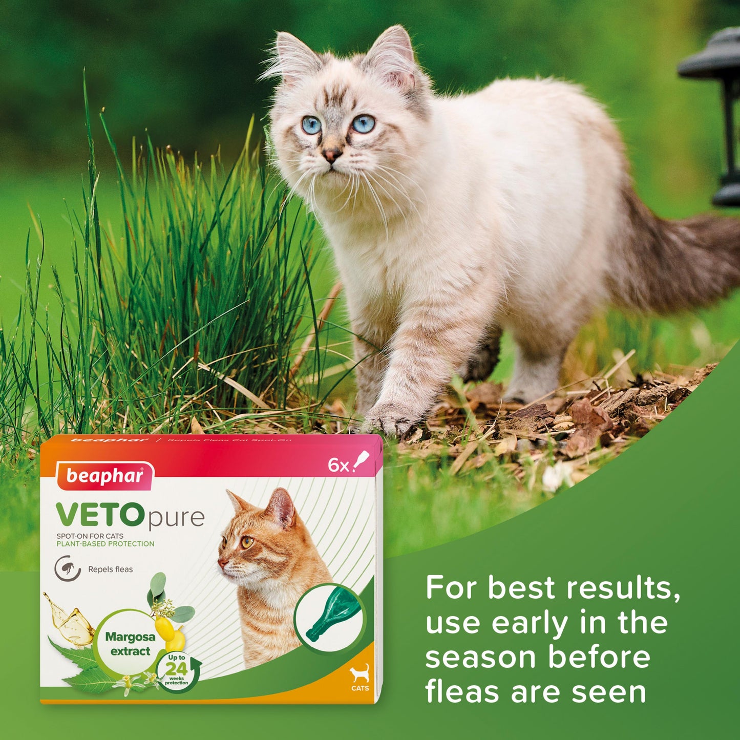 Beaphar VETOpure Flea Protection Spot-On for Cats 6 Pipettes