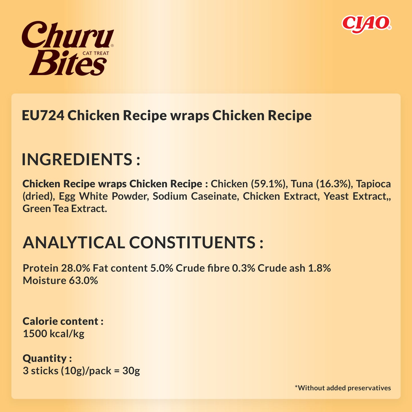 Ciao Churu Cat Treat Bites Chicken 3x10g