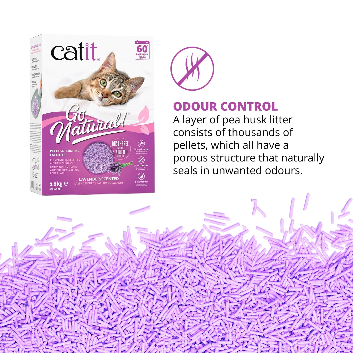Catit Go Natural Pea Husk Ultra Clumping Lavender Scented Cat Litter