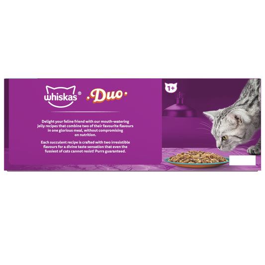 Whiskas 1+ Adult Wet Cat Food Duo Surf & Turf In Jelly 80x85g