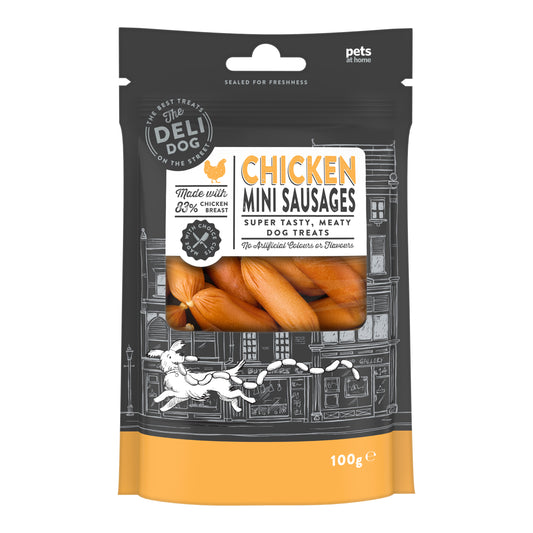Pets At Home The Deli Dog Chicken Mini Sausages Dog Treats 100g