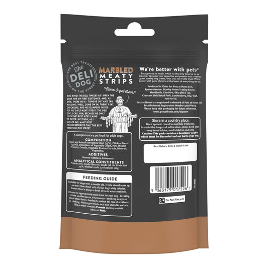 Pets At Home The Deli Dog Beef & Chicken Marbled Meaty Strips Dog Treats 100g