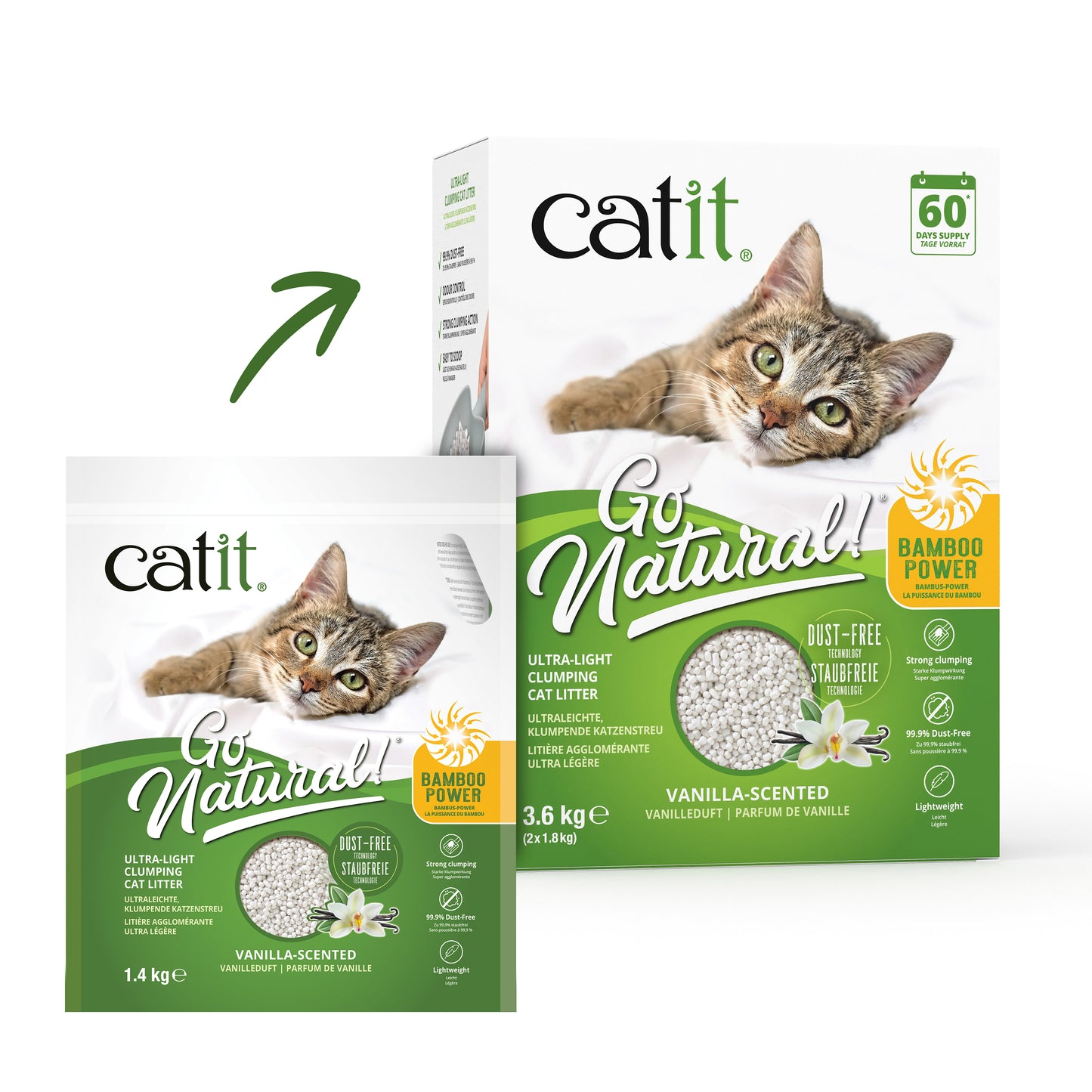 Catit Go Natural Ultra-light Bamboo Clumping Vanilla Scented Cat Litter 3.6kg