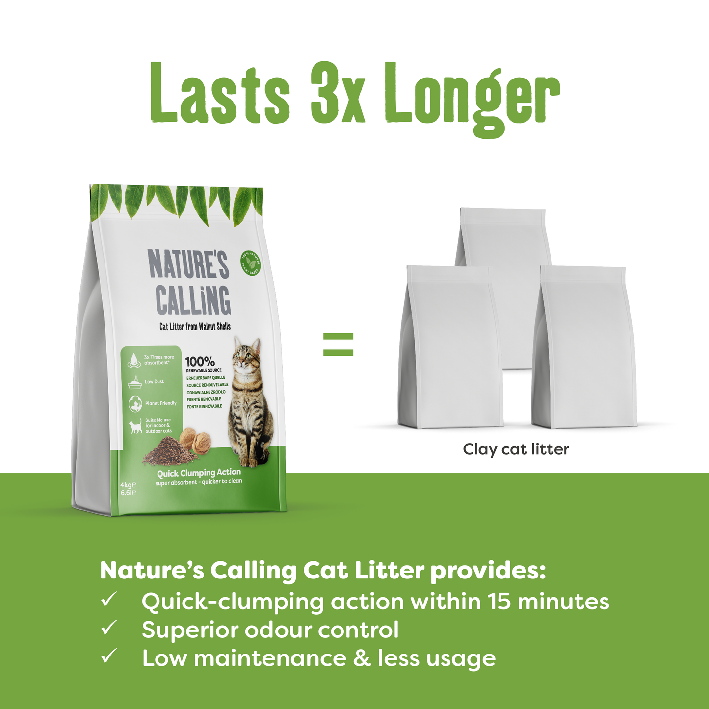 Nature's Calling Walnut Shell Clumping Cat Litter 4kg