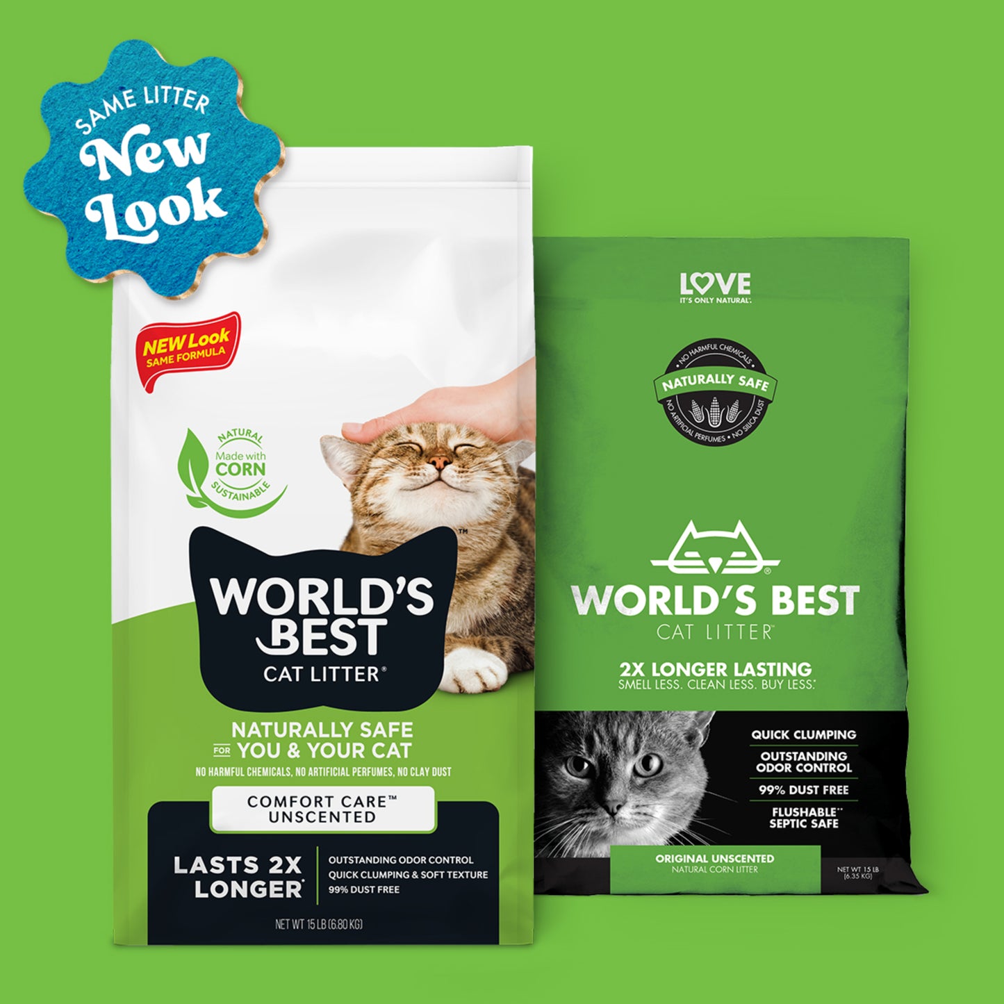 World's Best Cat Litter Quick Clumping Comfort Care Unscented 6.8kg