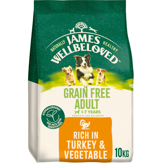 James Wellbeloved Grain Free Adult Dry Dog Food Turkey & Veg 10kg