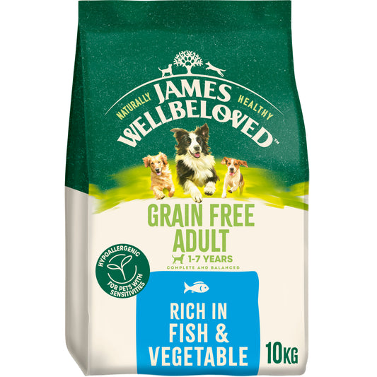 James Wellbeloved Grain Free Adult Dry Dog Food Fish & Veg 10kg