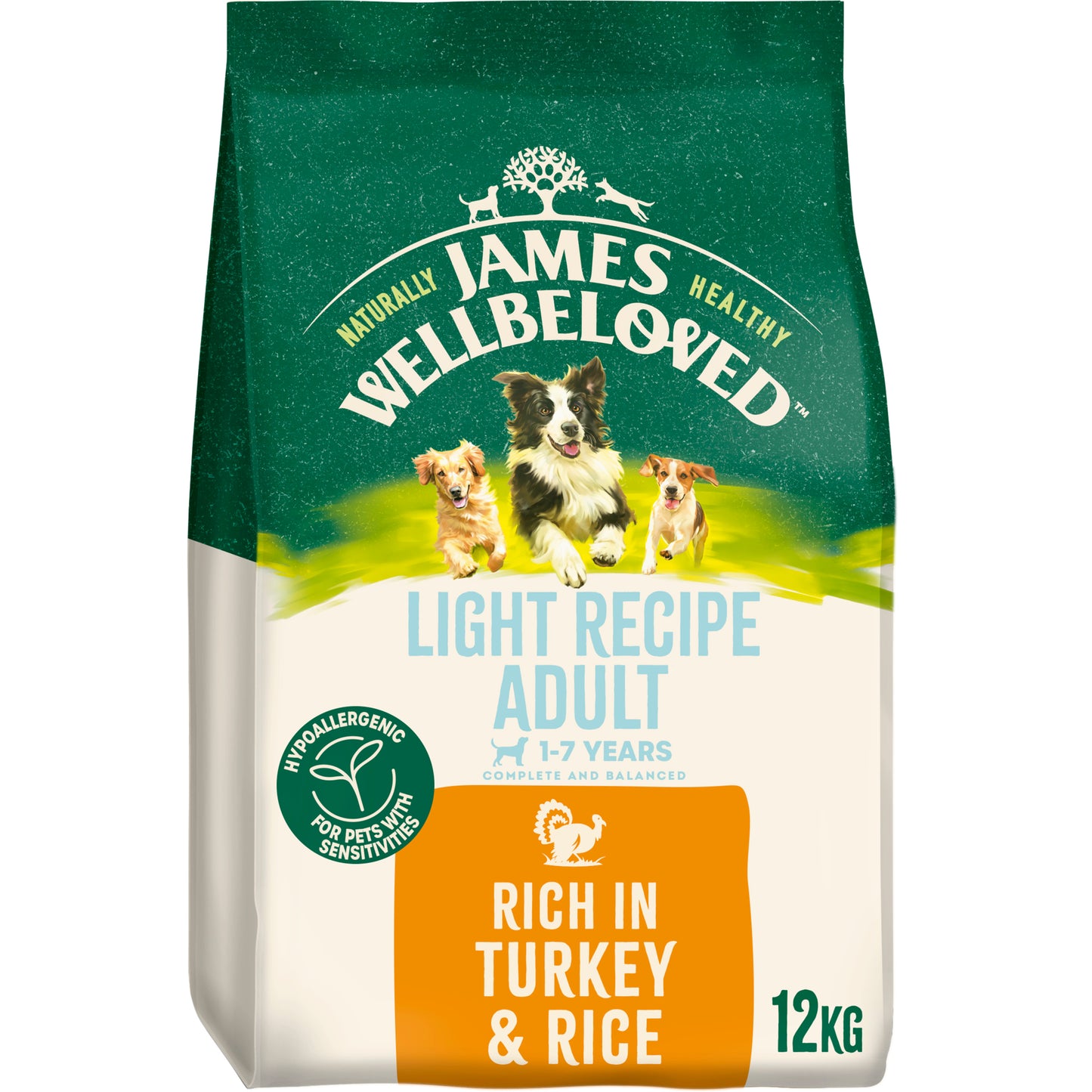 James Wellbeloved Light Adult Dry Dog Food Turkey & Rice 12kg