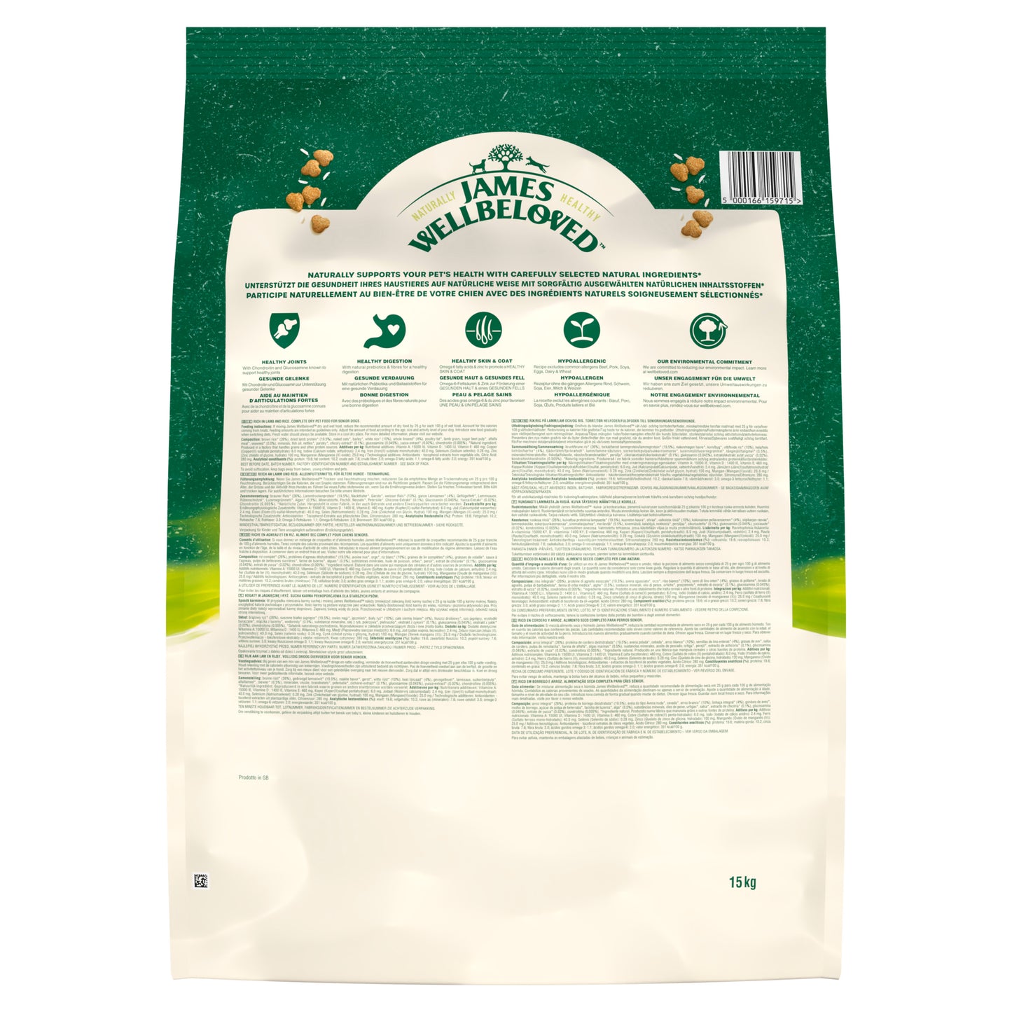 James Wellbeloved Senior Dry Dog Food Lamb & Rice 15kg