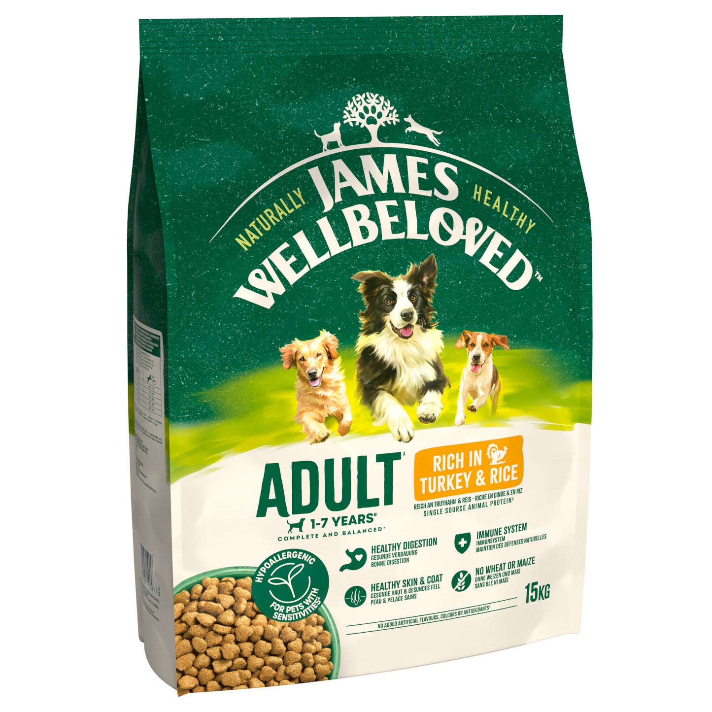 James Wellbeloved Hypoallergenic Adult Dry Dog Food Turkey & Rice 15kg