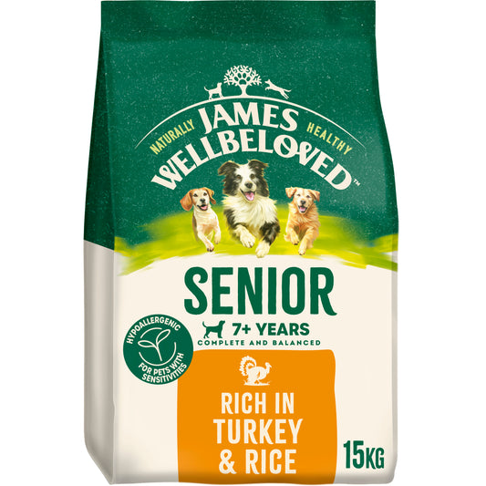 James Wellbeloved Hypoallergenic Senior Dry Dog Food Turkey & Rice 15kg