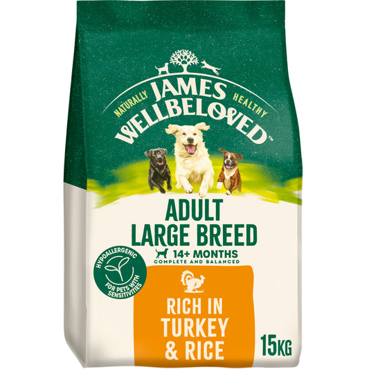 James Wellbeloved Large Breed Adult Dry Dog Food Turkey & Rice 15kg