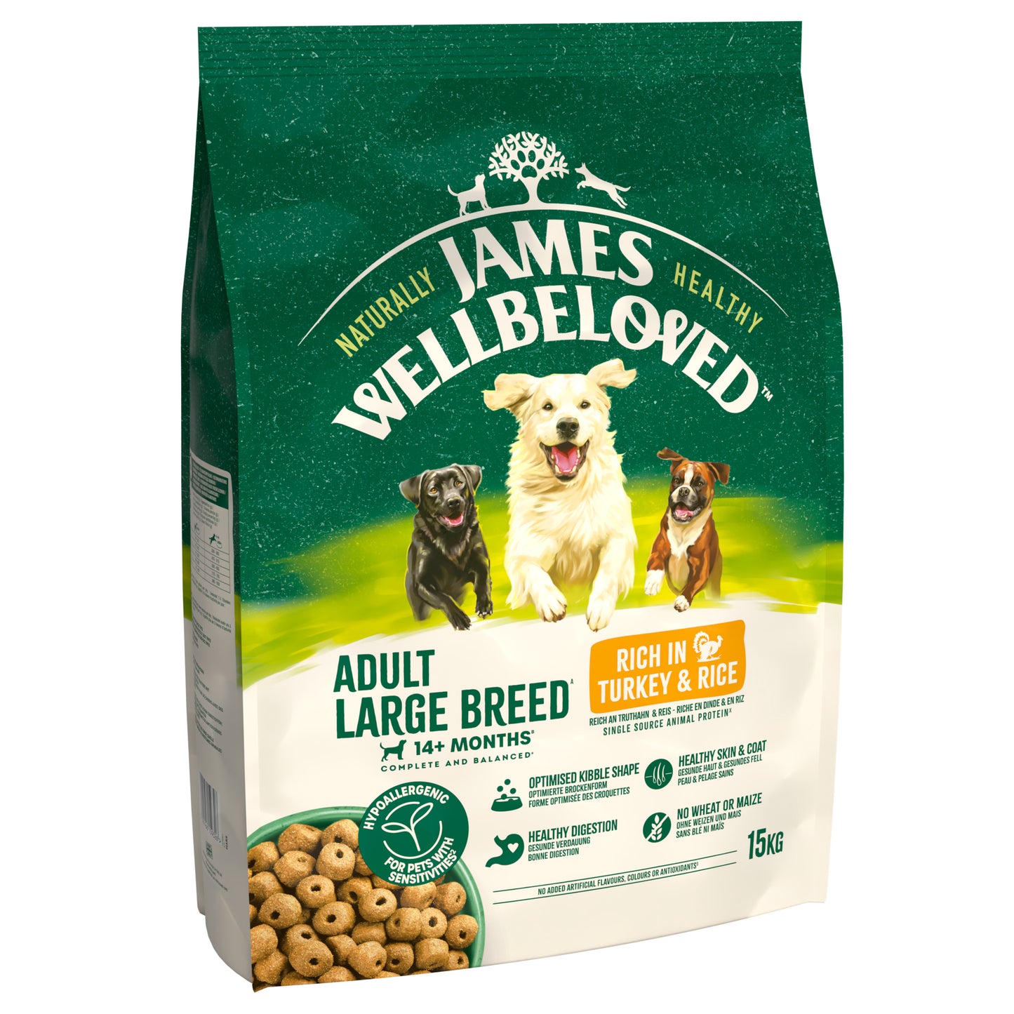 James Wellbeloved Large Breed Adult Dry Dog Food Turkey & Rice 15kg
