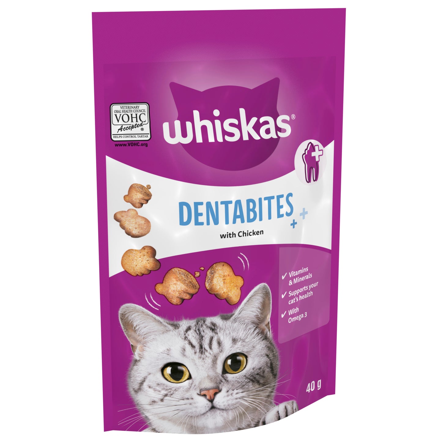 Whiskas Dentabites Adult Cat Treats with Chicken 40g