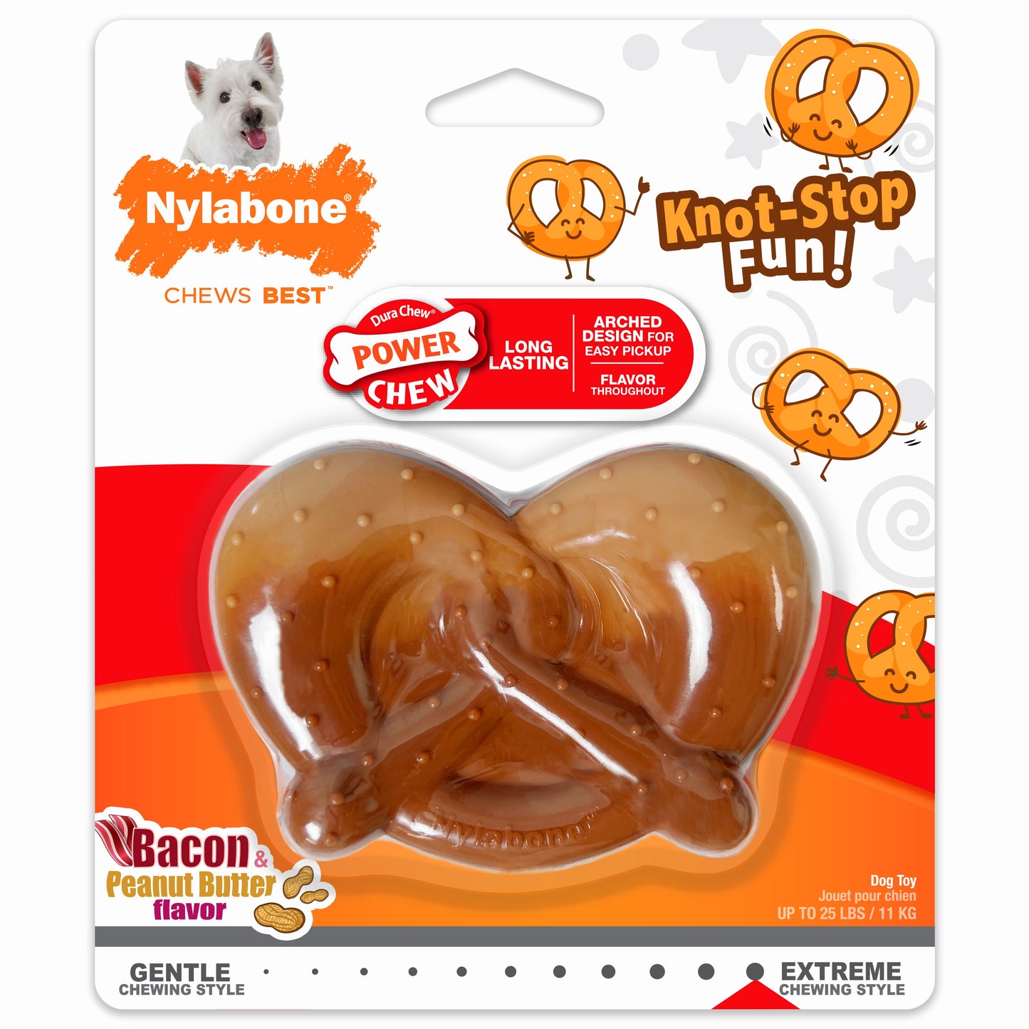 Nylabone Bacon & Peanut Butter Pretzel Extreme Chew Dog Toy Medium