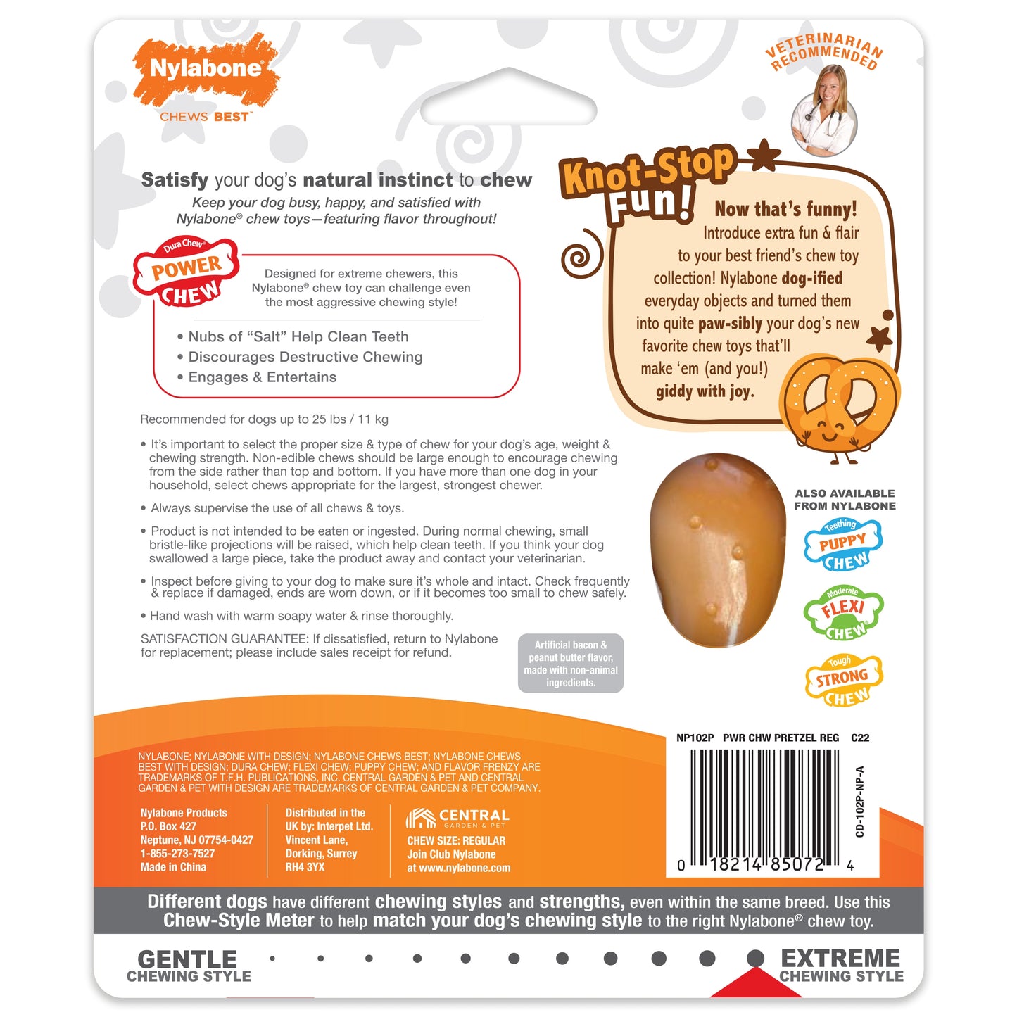 Nylabone Bacon & Peanut Butter Pretzel Extreme Chew Dog Toy Medium