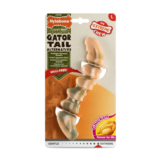Nylabone Chicken Gator Tail Alternative Extreme Chew Dog Toy Large