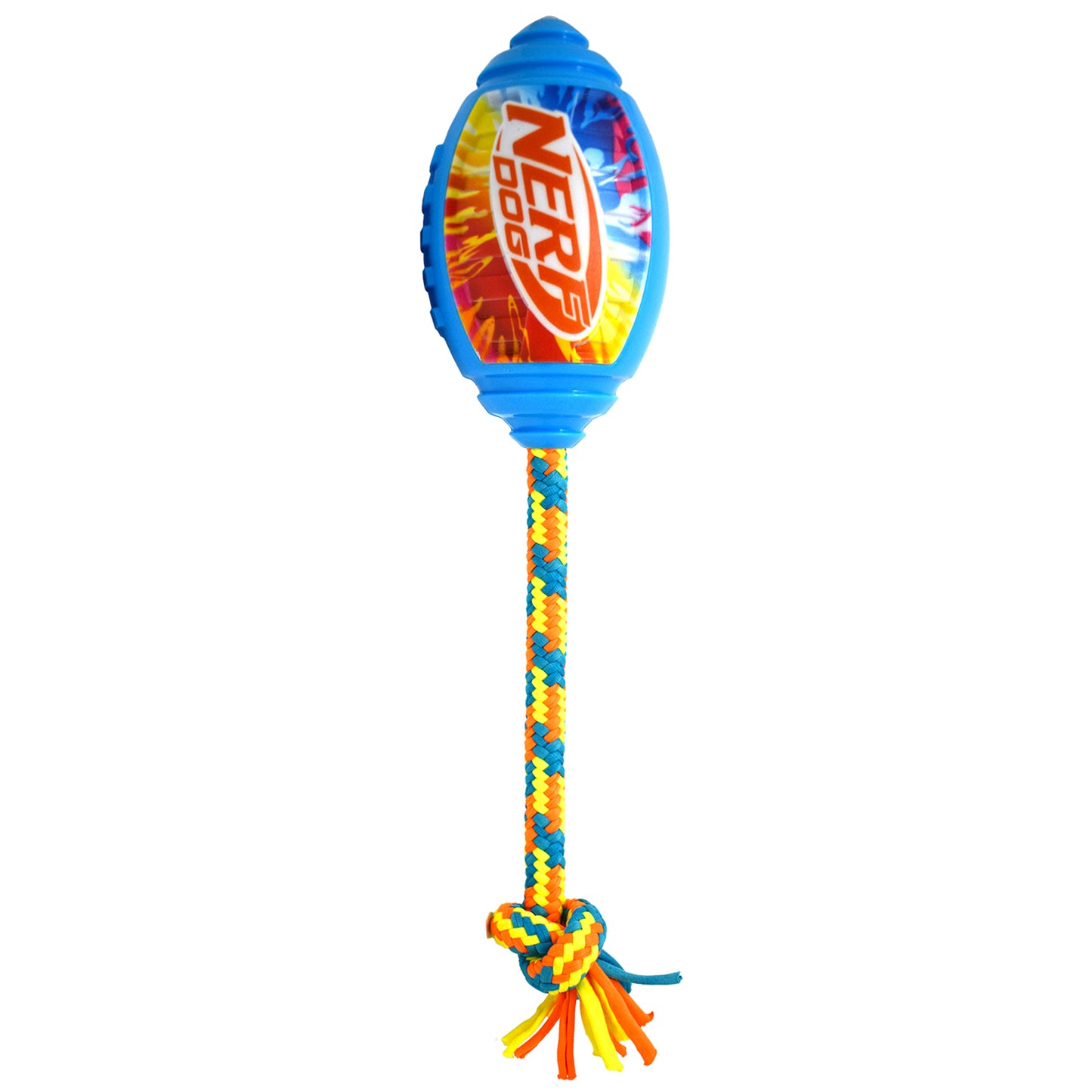Nerf Colour Blast Squeak Football with T Shirt Rope TPR Dog Toy