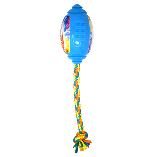 Nerf Colour Blast Squeak Football with T Shirt Rope TPR Dog Toy