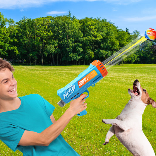 Nerf Compact Blaster & Tennis Ball Dog Toys x2