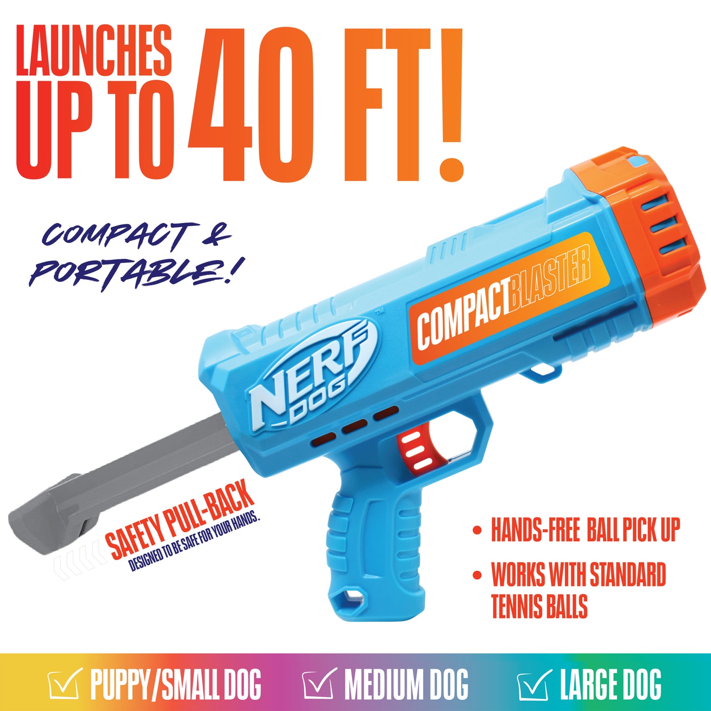 Nerf Compact Blaster & Tennis Ball Dog Toys x2