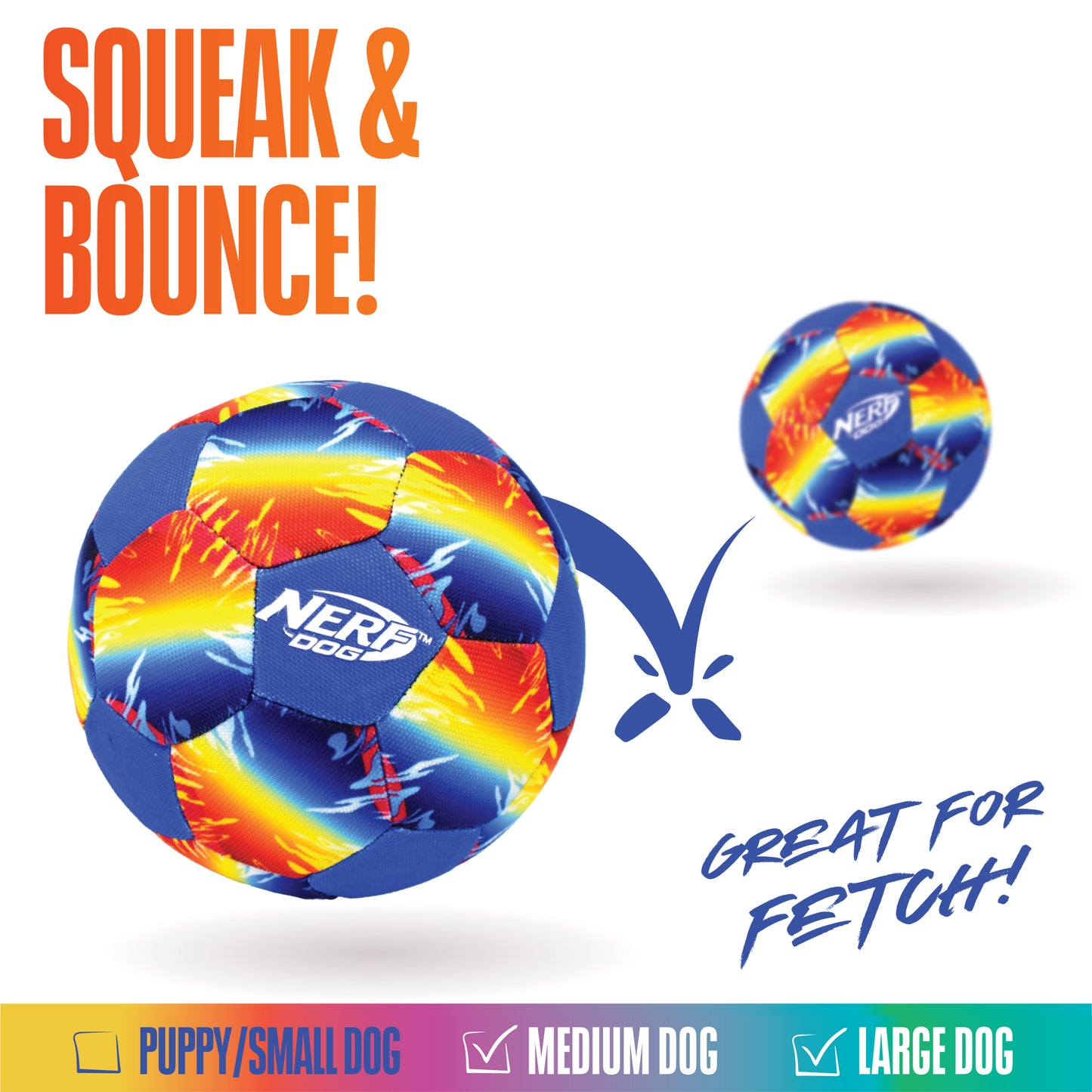 Nerf Colour Grip AirTuff Football Squeak Ball Dog Toy