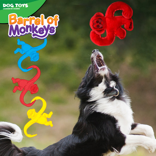 Hasbro Barrel of Monkeys Squeaky Tough Plush Dog Toy