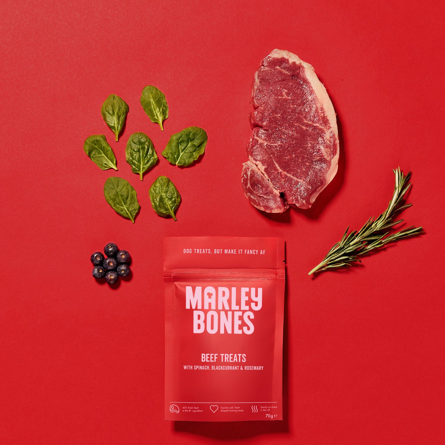 Marleybones Air-Dried Dog Treats Beef & Superfoods 70g