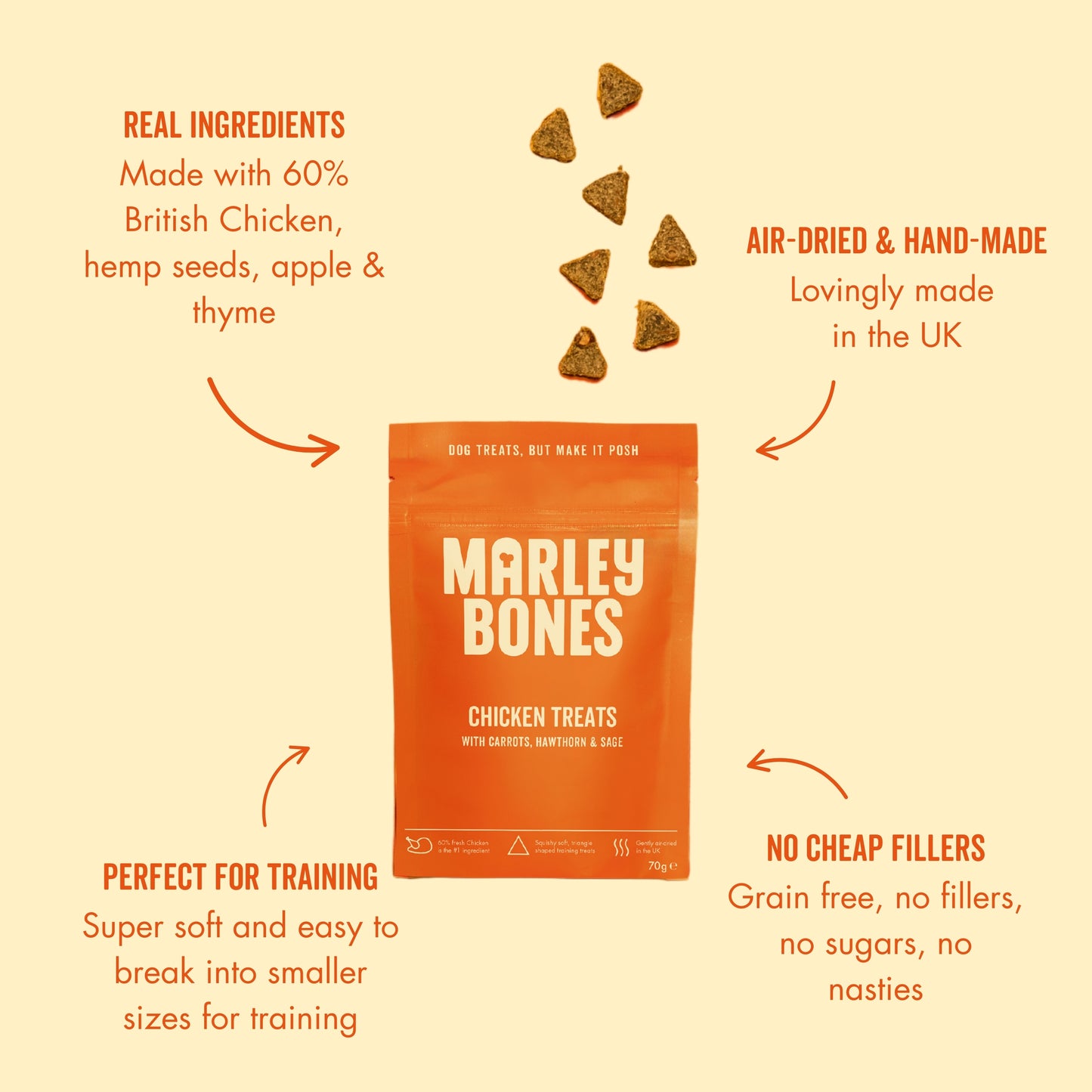Marleybones Air-Dried Dog Treats Chicken & Superfoods 70g