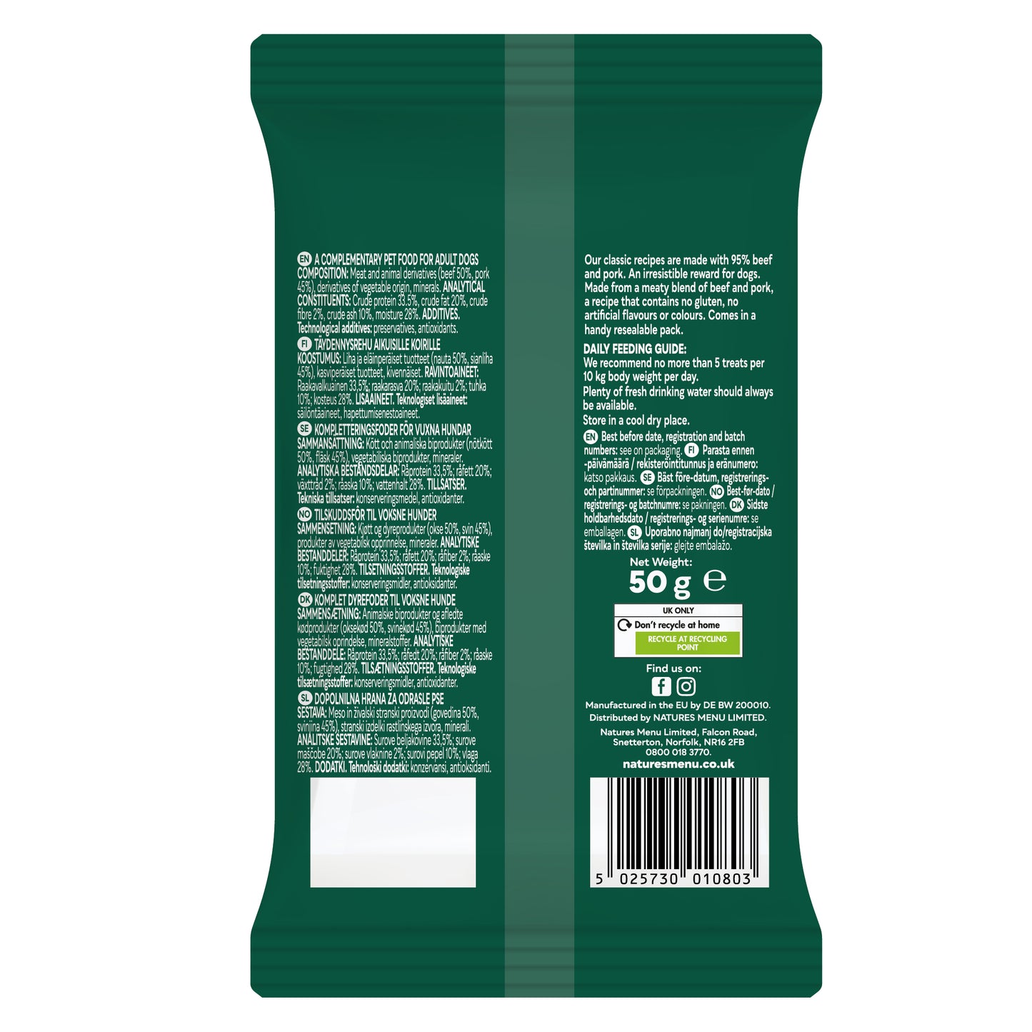 Natures Menu Dog Meaty Treats Beef 50g