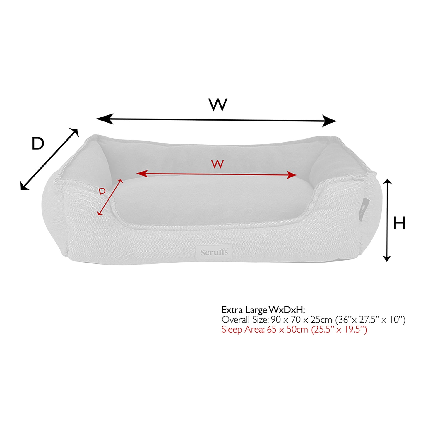 Scruffs Harvard Orthopaedic Box Dog Bed Pearl Grey