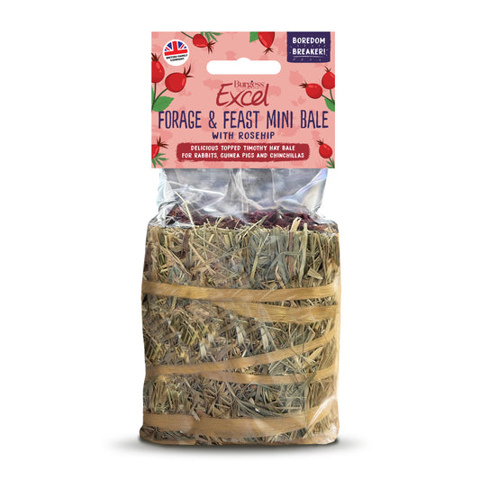 Burgess Excel Small Animal Treat Forage & Feast Mini Hay Bale Rose 100g