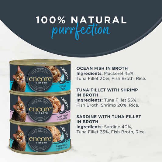 Encore Wet Adult Cat Food Natural Fish Selection in Broth