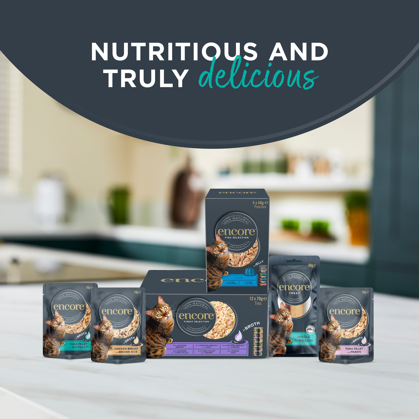 Encore Wet Adult Cat Food Natural Fish Selection in Broth