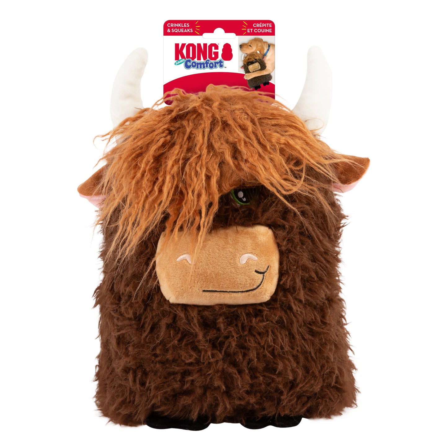 KONG Comfort Jumbo Highland Cow Squeaky Plush Dog Toy X-Large