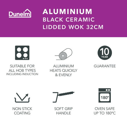 Non-Stick Aluminium Wok, 32cm