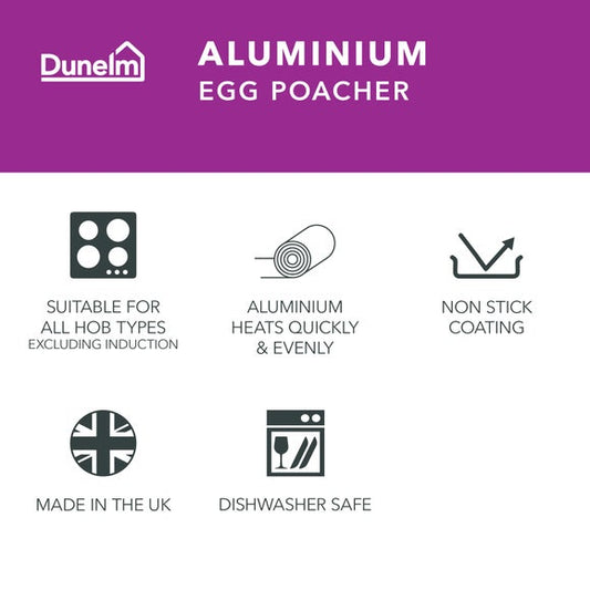 Essentials Non-Stick Aluminium Egg Poacher Frying Pan