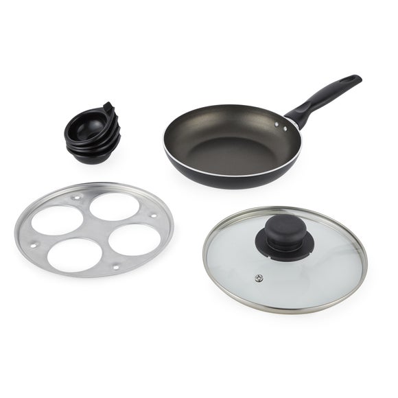 Essentials Non-Stick Aluminium Egg Poacher Frying Pan