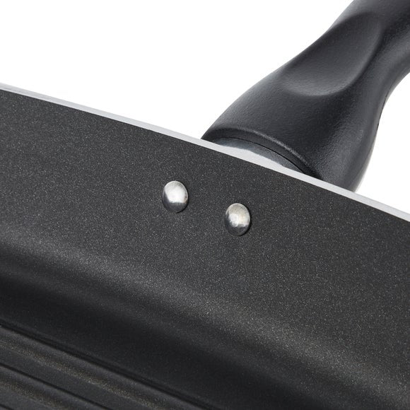 Essentials Non-Stick Aluminium Griddle Pan, 28cm