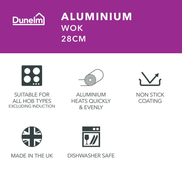 Essentials Non-Stick Aluminium Wok, 28cm