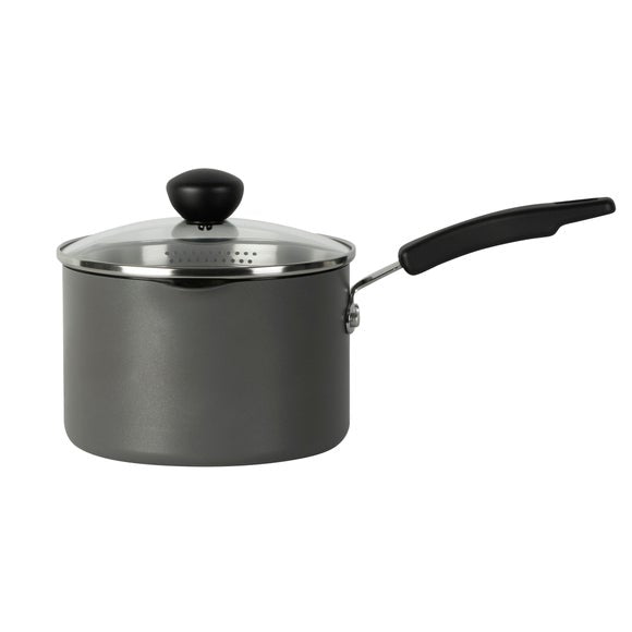 Non-Stick Hard Anodised Aluminium Saucepan, 18cm