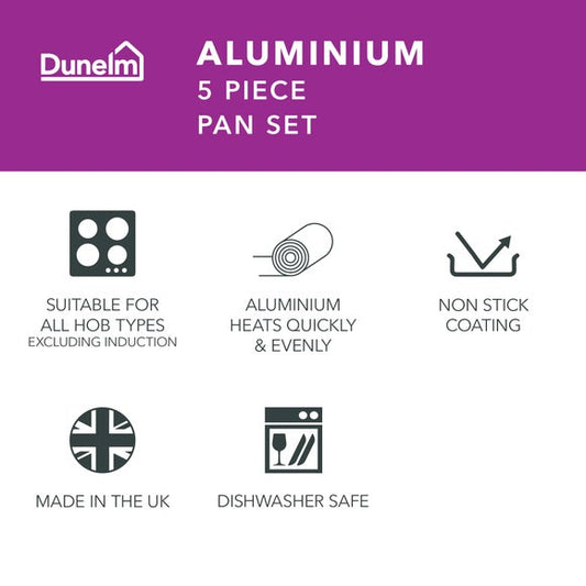 Essentials Non-Stick Aluminium 5 Piece Pan Set