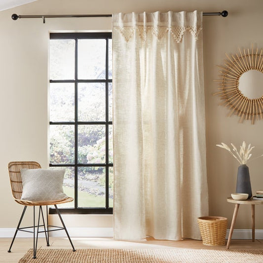 Macrame Border Hidden Tab Top Voile Panel