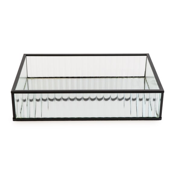 Ribbed Black Edge Glass Tray