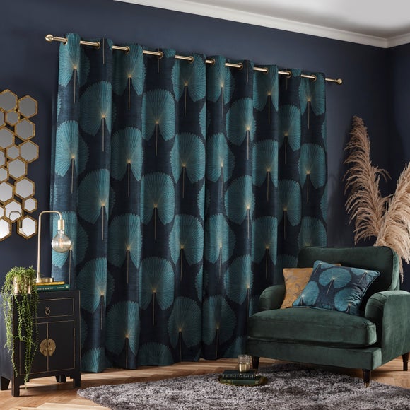 Chenille Oriental Fan Eyelet Curtains
